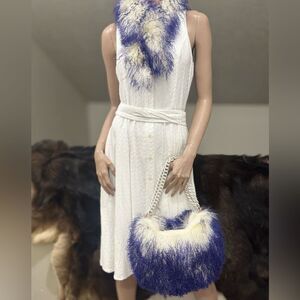 Genuine Mongolian Lamb Fur Handmade Half Moon Hobo Bag/Shoulder Bag/Crossbody